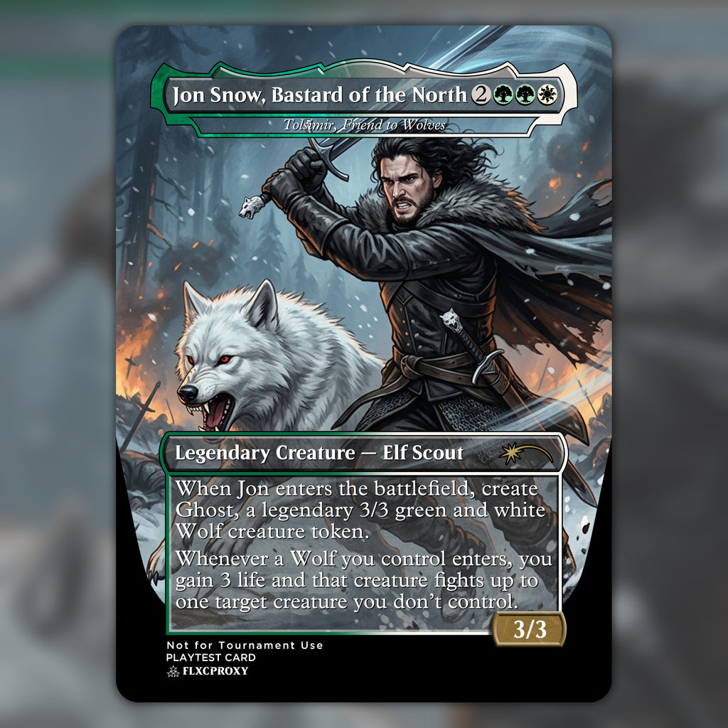 Tolsimir, Friend to Wolves MTG Proxy Jon Snow and Ghost