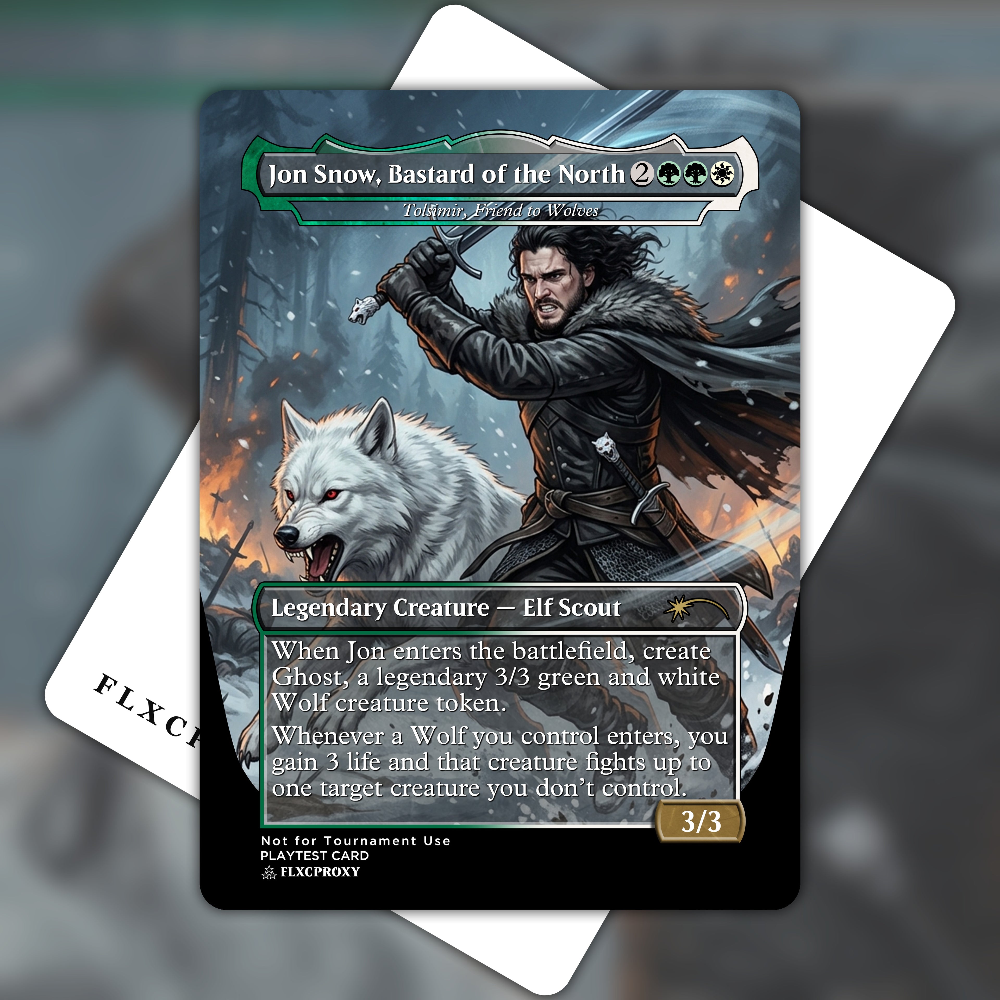 Tolsimir, Friend to Wolves MTG Proxy Jon Snow and Ghost