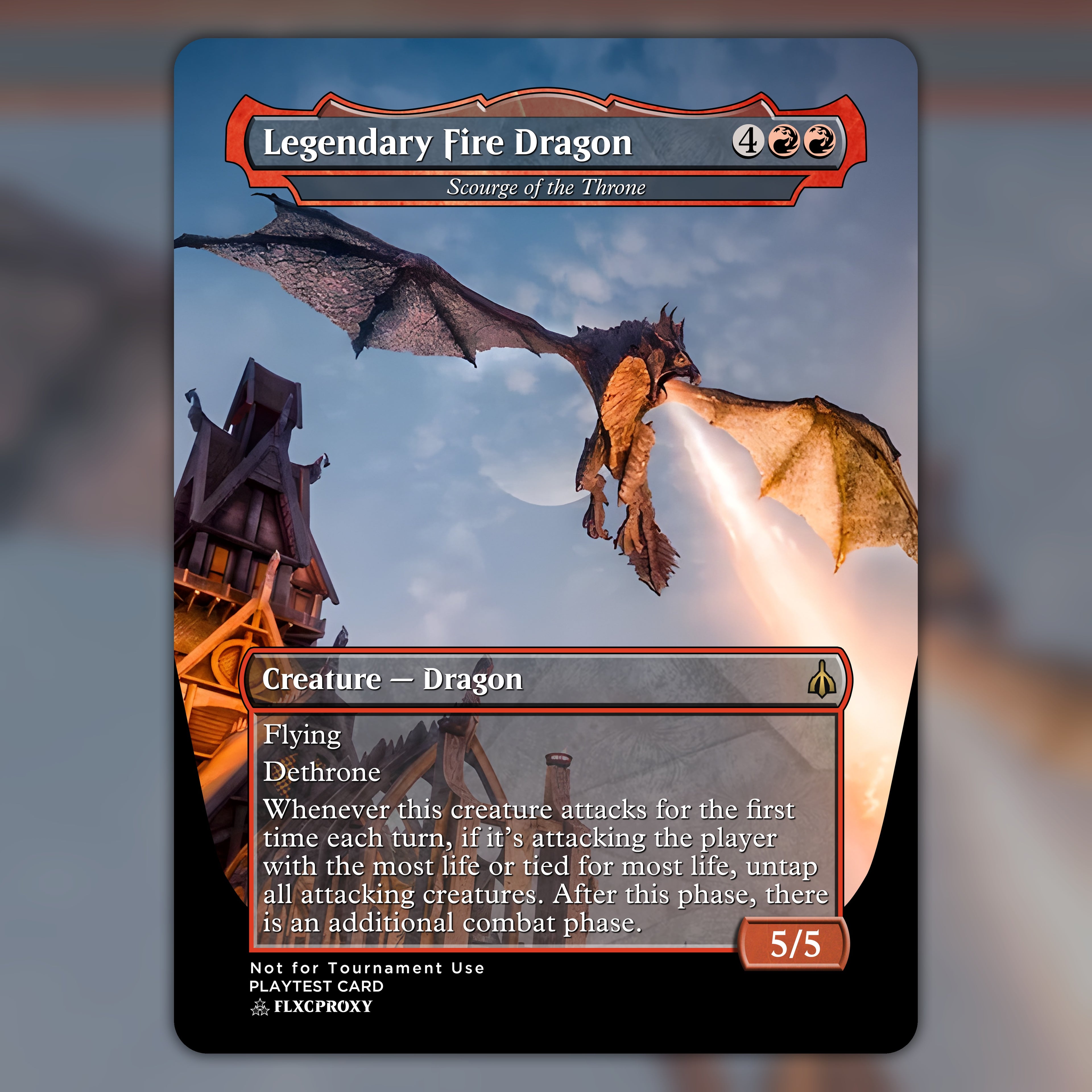 Scourge of the Throne MTG Proxy Legendary Fire Dragon
