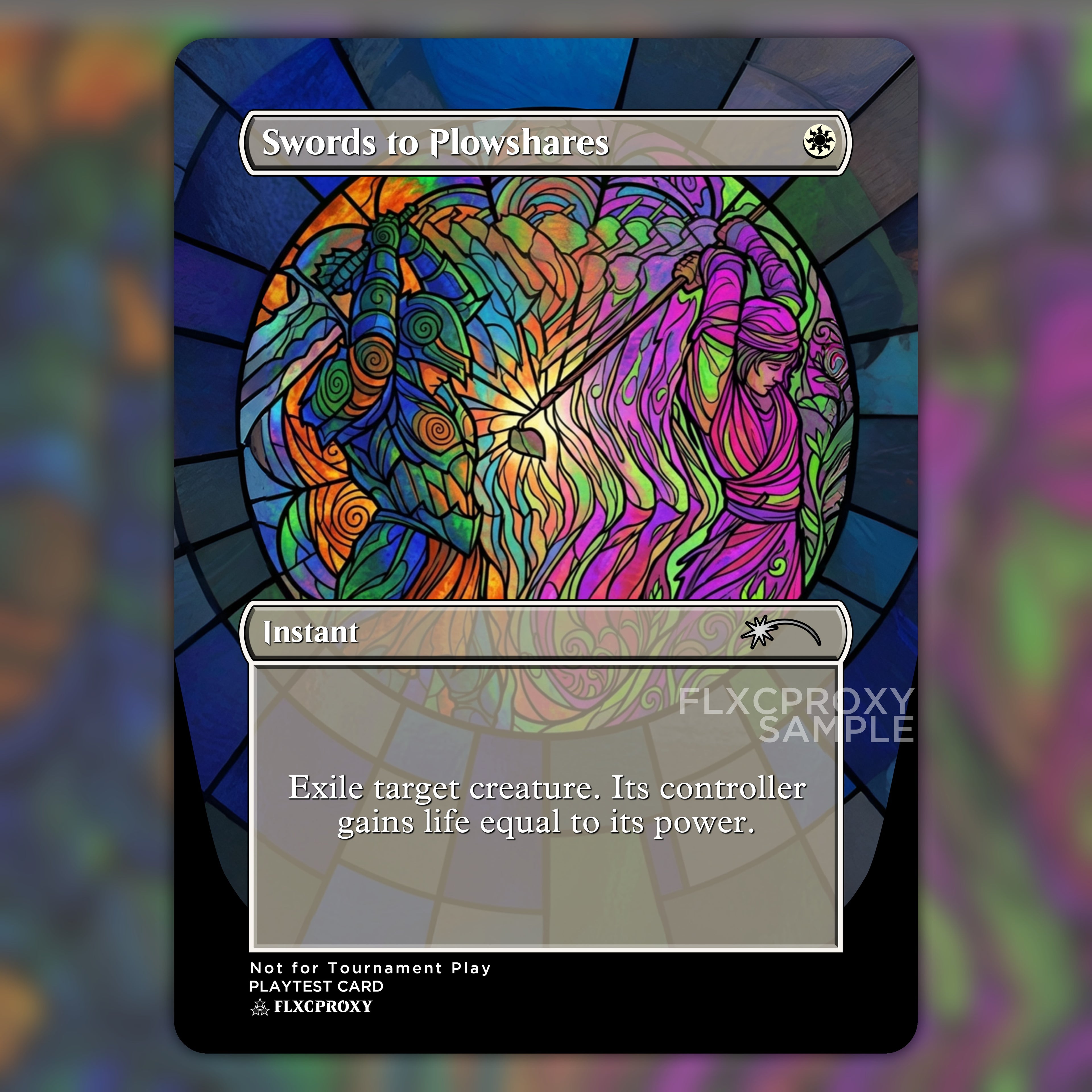 Swords to Plowshares MTG Proxy Stained Glass