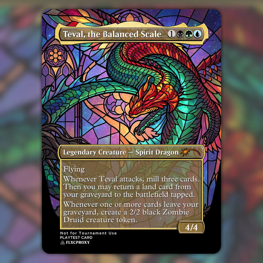 Teval, the Balanced Scale MTG Proxy Stained Glass