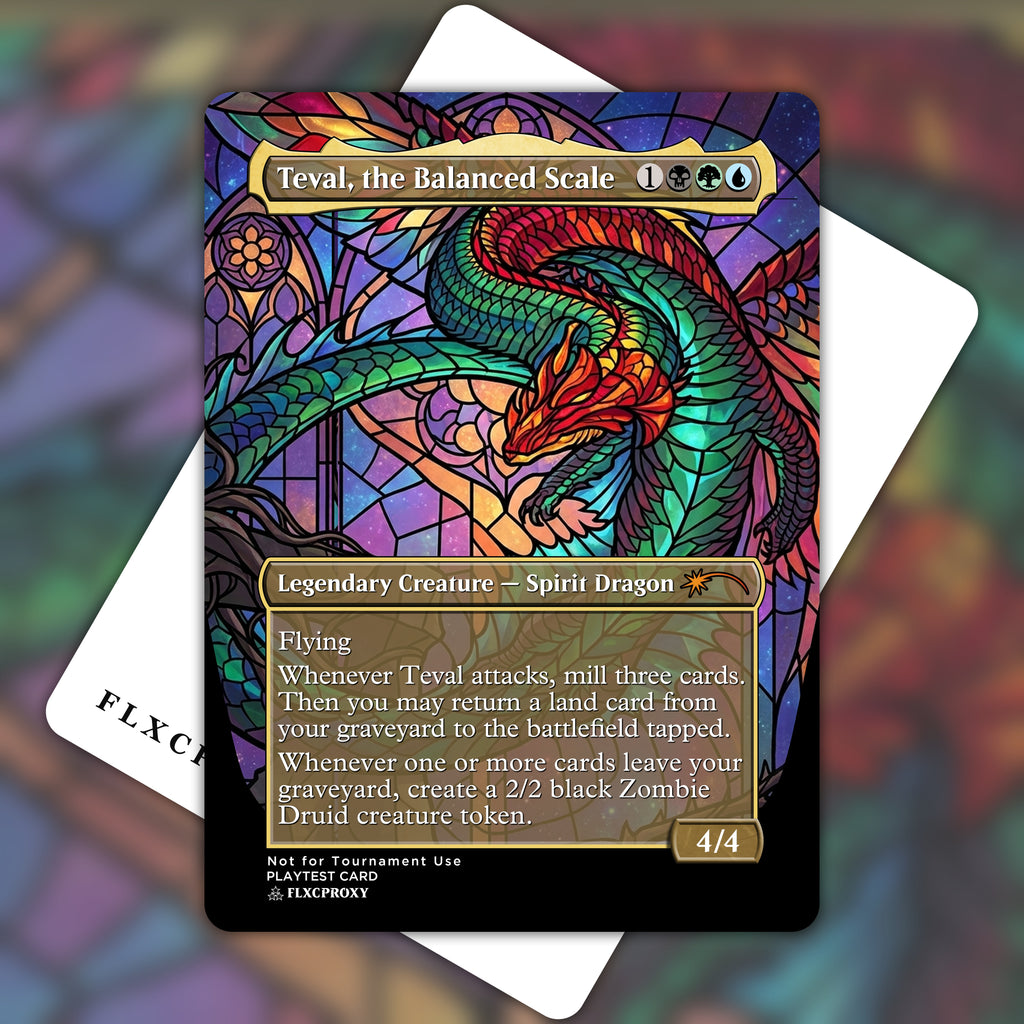 Teval, the Balanced Scale MTG Proxy Stained Glass