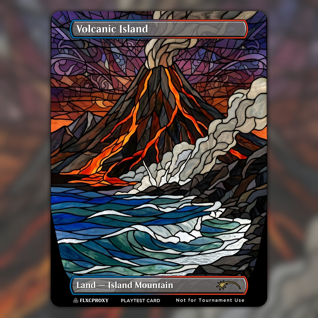 Volcanic Island MTG Proxy Stained Glass